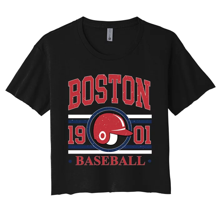 Boston Baseball 1901 Team Supporter Women's Crop Top Tee