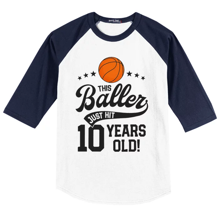 Basketball Birthday 10 Years Basketball Themed Party Baseball Sleeve Shirt