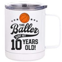 Basketball Birthday 10 Years Basketball Themed Party 12 oz Stainless Steel Tumbler Cup