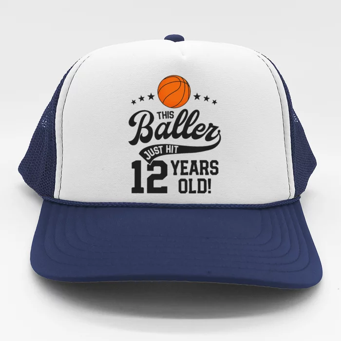 Basketball Birthday 12 Years Basketball Themed Party Trucker Hat