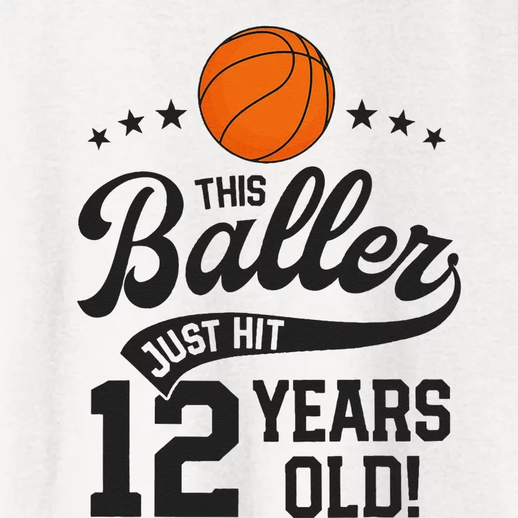 Basketball Birthday 12 Years Basketball Themed Party Women's Crop Top Tee