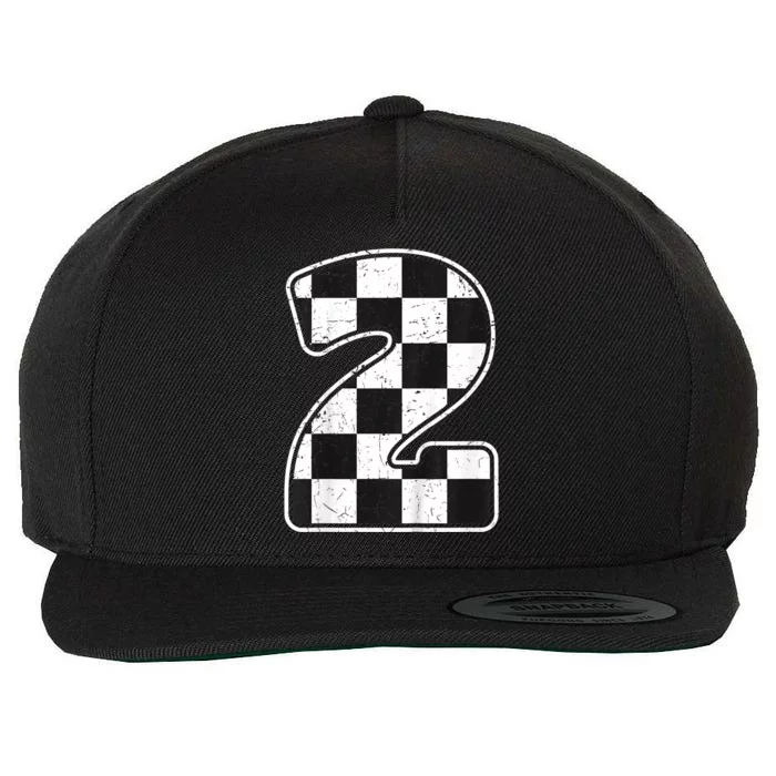 Birthday Boy 2 Two Race Car 2nd Birthday Racing Car Flag Wool Snapback Cap