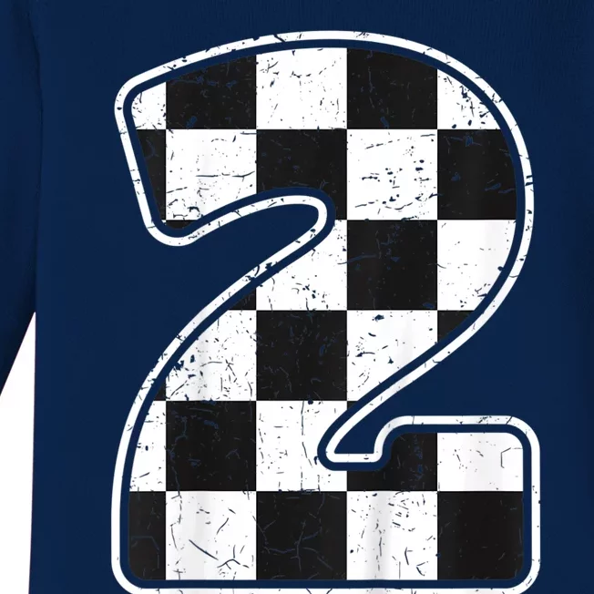 Birthday Boy 2 Two Race Car 2nd Birthday Racing Car Flag Baby Long Sleeve Bodysuit