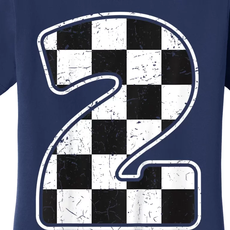 Birthday Boy 2 Two Race Car 2nd Birthday Racing Car Flag Women's T-Shirt