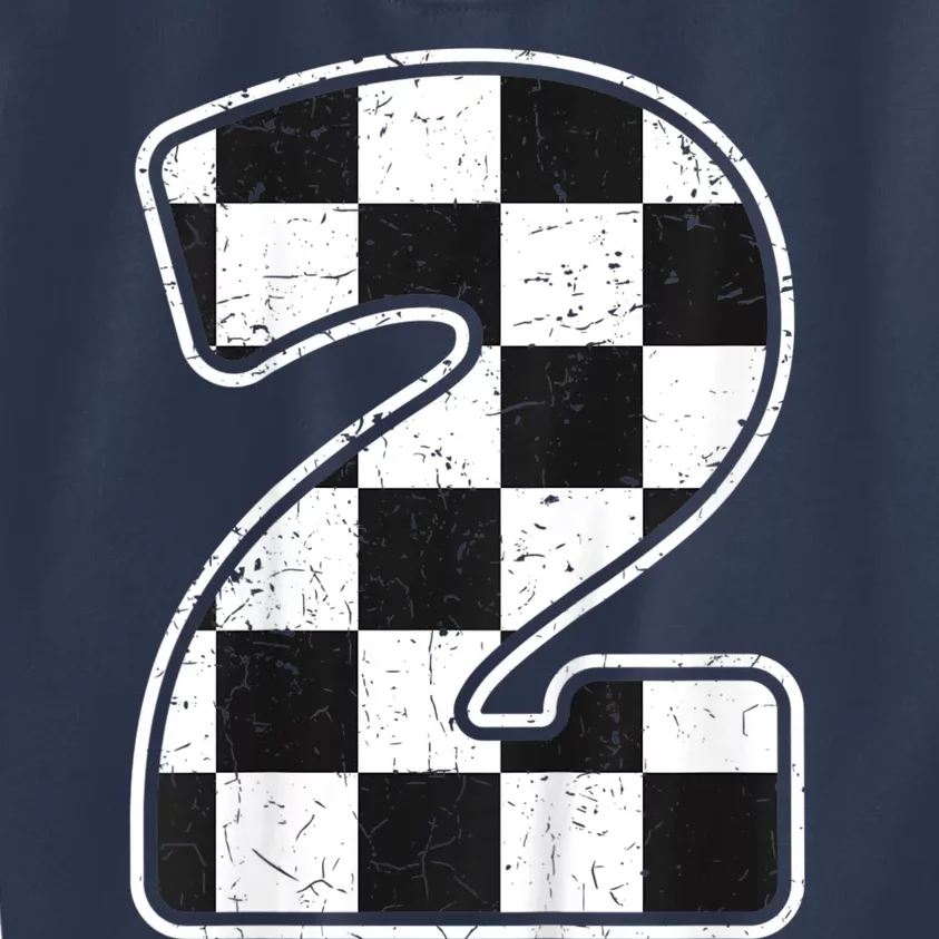 Birthday Boy 2 Two Race Car 2nd Birthday Racing Car Flag Kids Sweatshirt