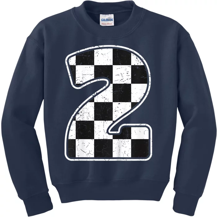 Birthday Boy 2 Two Race Car 2nd Birthday Racing Car Flag Kids Sweatshirt