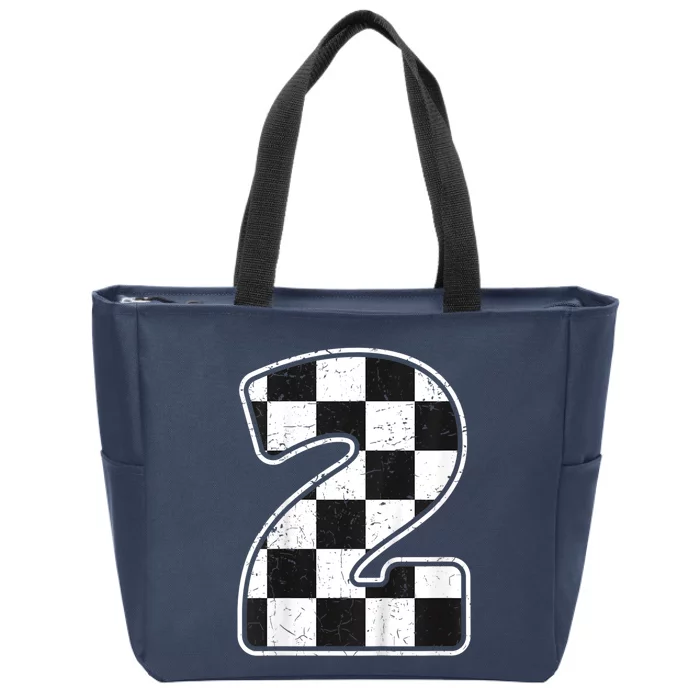 Birthday Boy 2 Two Race Car 2nd Birthday Racing Car Flag Zip Tote Bag