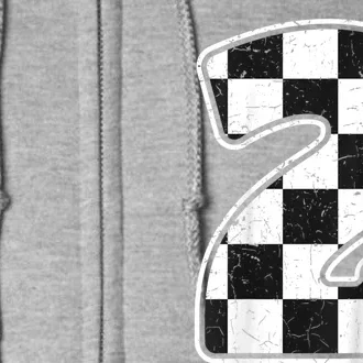 Birthday Boy 2 Two Race Car 2nd Birthday Racing Car Flag Full Zip Hoodie