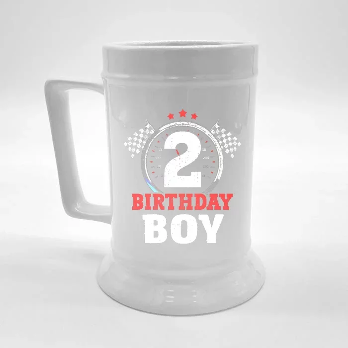 Birthday Boy 2 Two Race Car 2nd Birthday Racing Car Driver Front & Back Beer Stein