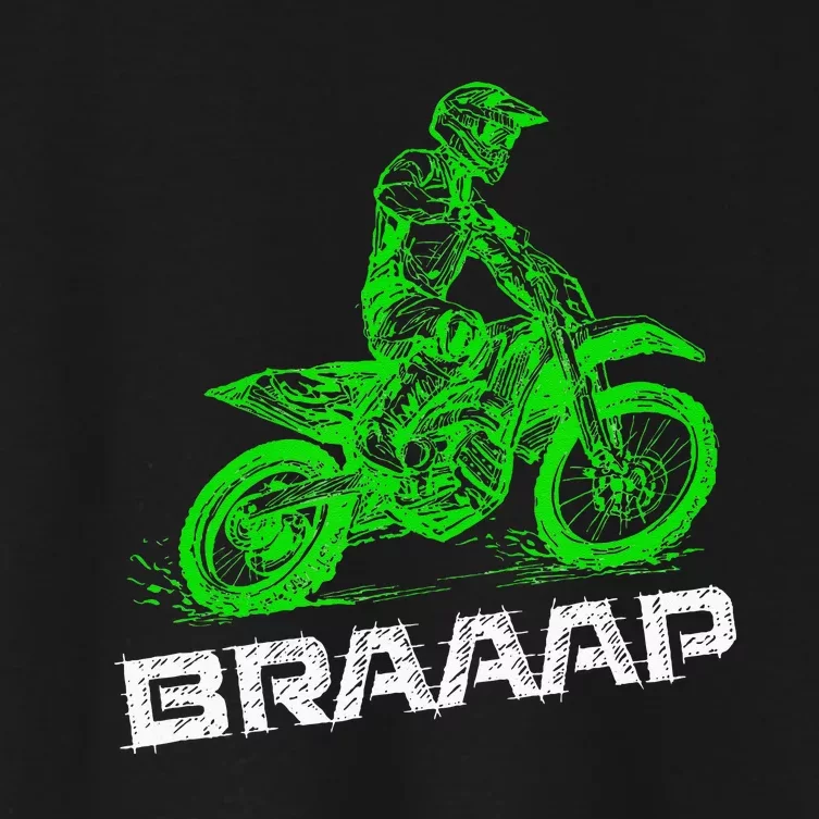 Brap Braap 2Stroke Send It Motocross Dirt Bike Green ET3 Women's Crop Top Tee