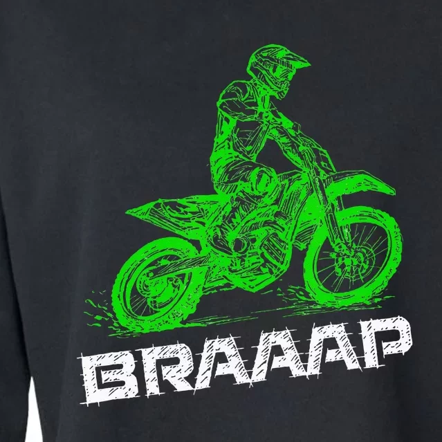 Brap Braap 2Stroke Send It Motocross Dirt Bike Green ET3 Cropped Pullover Crew