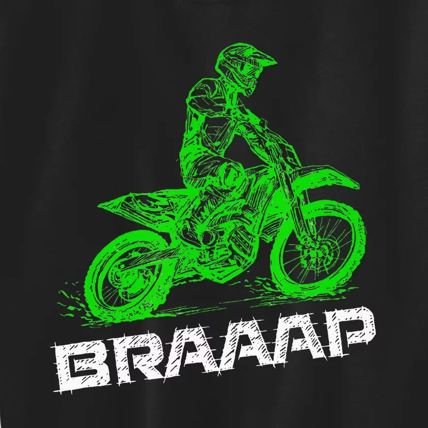 Brap Braap 2Stroke Send It Motocross Dirt Bike Green ET3 Kids Sweatshirt