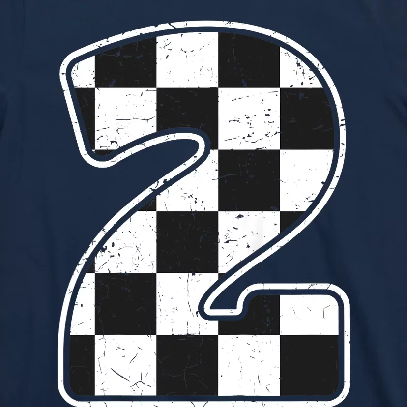 Birthday Boy 2 Two Race Car 2nd Birthday Racing Car Flag T-Shirt