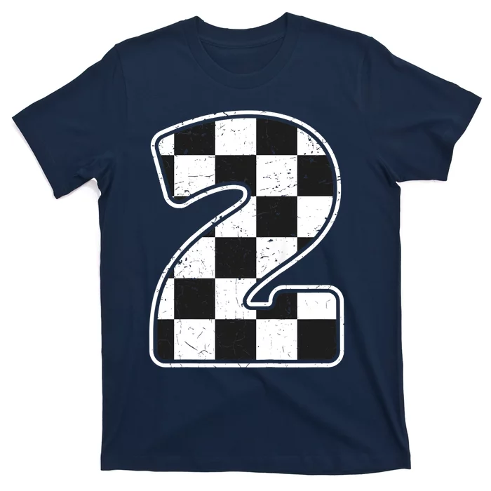 Birthday Boy 2 Two Race Car 2nd Birthday Racing Car Flag T-Shirt