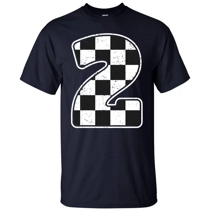 Birthday Boy 2 Two Race Car 2nd Birthday Racing Car Flag Tall T-Shirt