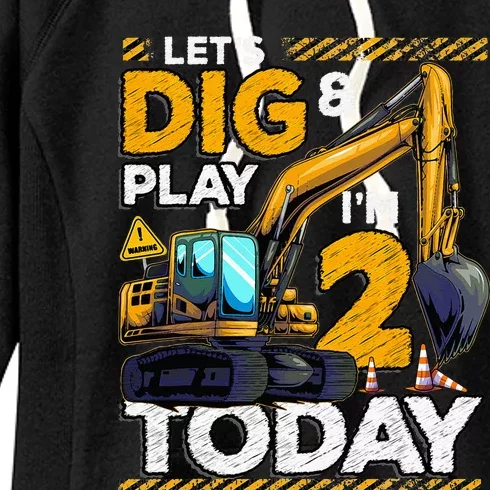 Birthday Boy 2 Construction 2nd Birthday Excavator Birthday Women's Fleece Hoodie