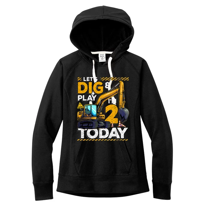 Birthday Boy 2 Construction 2nd Birthday Excavator Birthday Women's Fleece Hoodie