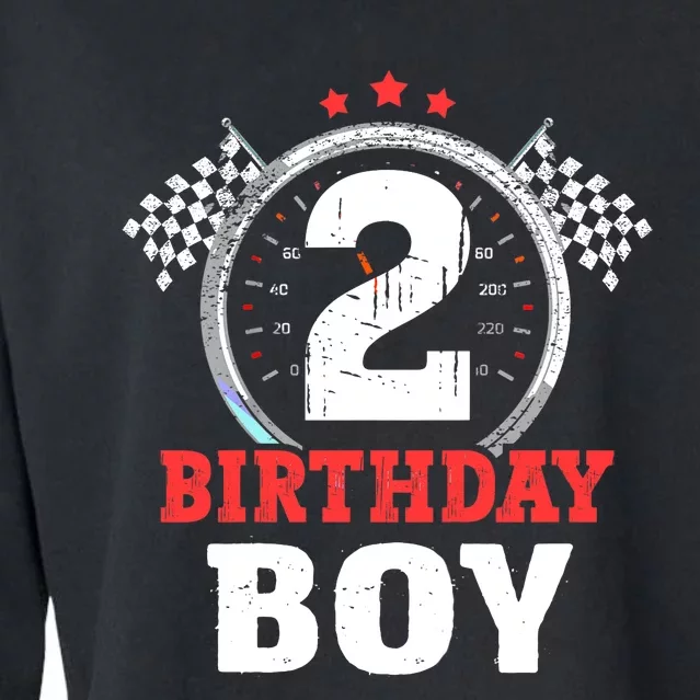 Birthday Boy 2 Two Race Car 2nd Birthday Racing Car Driver Cropped Pullover Crew