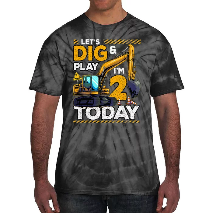 Birthday Boy 2 Construction 2nd Birthday Excavator Birthday Tie-Dye T-Shirt