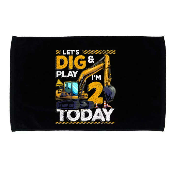 Birthday Boy 2 Construction 2nd Birthday Excavator Birthday Microfiber Hand Towel