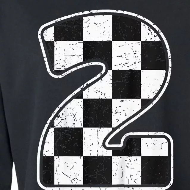 Birthday Boy 2 Two Race Car 2nd Birthday Racing Car Flag Cropped Pullover Crew