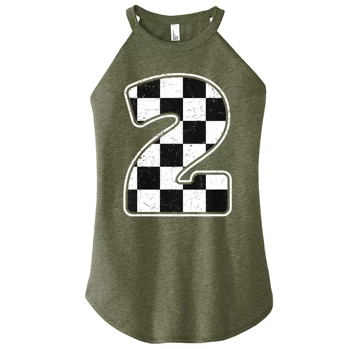 Birthday Boy 2 Two Race Car 2nd Birthday Racing Car Flag Women’s Perfect Tri Rocker Tank