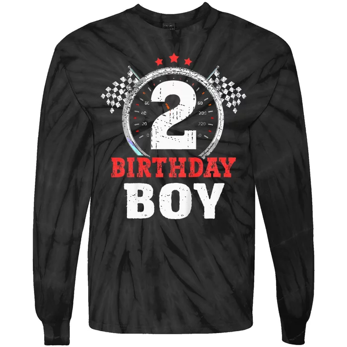 Birthday Boy 2 Two Race Car 2nd Birthday Racing Car Driver Tie-Dye Long Sleeve Shirt