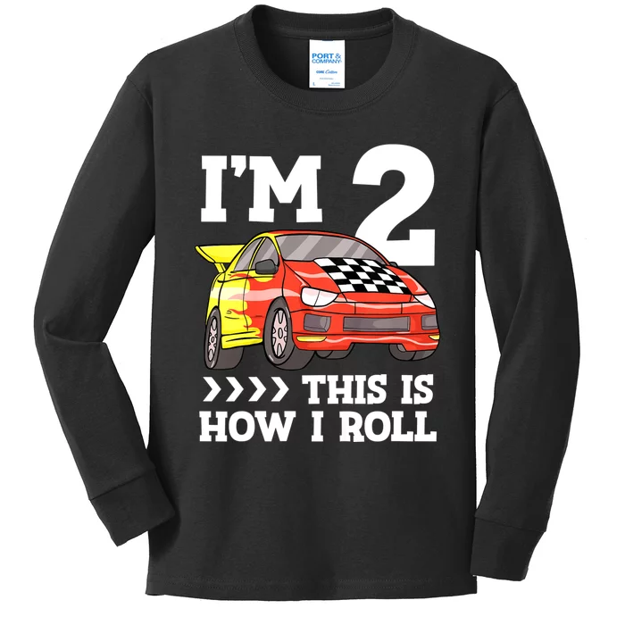 Birthday Boy 2 Two Race Car 2nd Birthday Racing Car Kids Long Sleeve Shirt