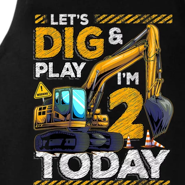 Birthday Boy 2 Construction 2nd Birthday Excavator Birthday Ladies Tri-Blend Wicking Tank