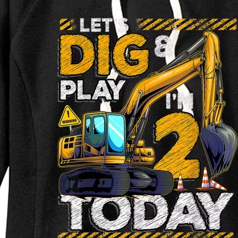 Birthday Boy 2 Construction 2nd Birthday Excavator Birthday Women's Fleece Hoodie