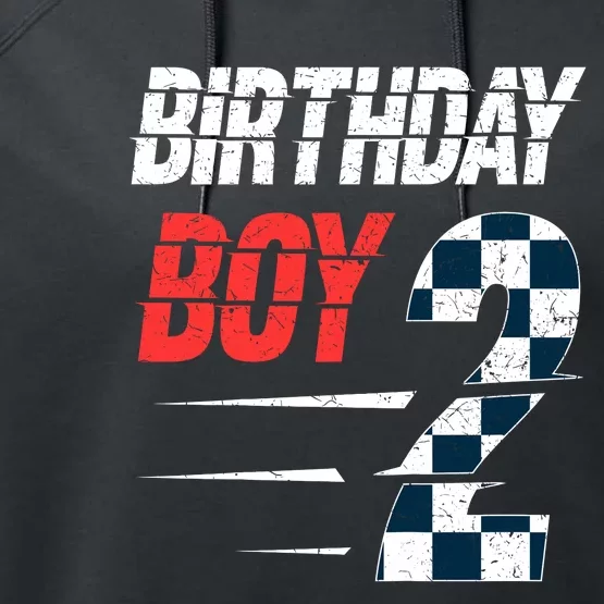 Birthday Boy 2 Two Race Car 2nd Birthday Racing Car Driver Performance Fleece Hoodie