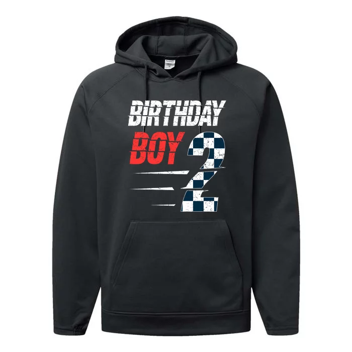 Birthday Boy 2 Two Race Car 2nd Birthday Racing Car Driver Performance Fleece Hoodie