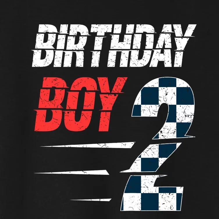 Birthday Boy 2 Two Race Car 2nd Birthday Racing Car Driver Women's Crop Top Tee