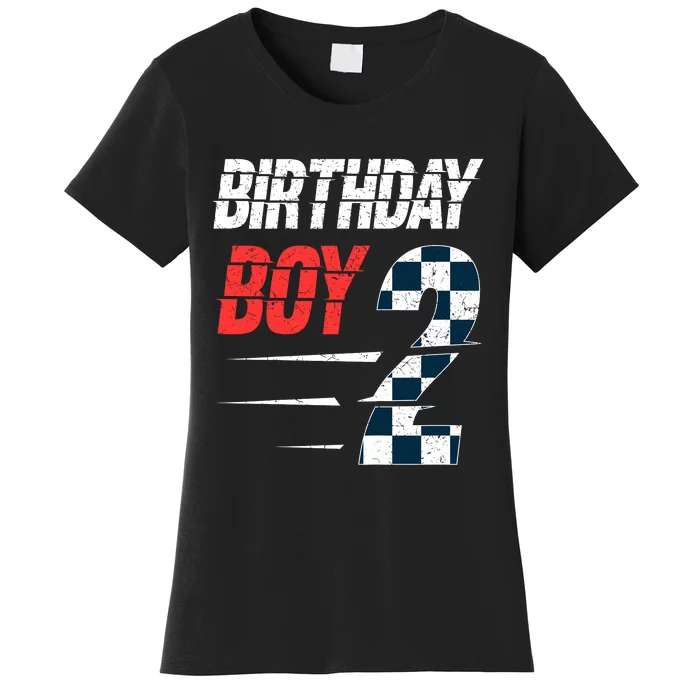 Birthday Boy 2 Two Race Car 2nd Birthday Racing Car Driver Women's T-Shirt