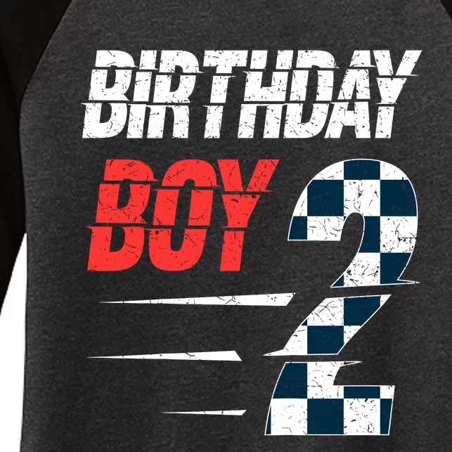 Birthday Boy 2 Two Race Car 2nd Birthday Racing Car Driver Women's Tri-Blend 3/4-Sleeve Raglan Shirt