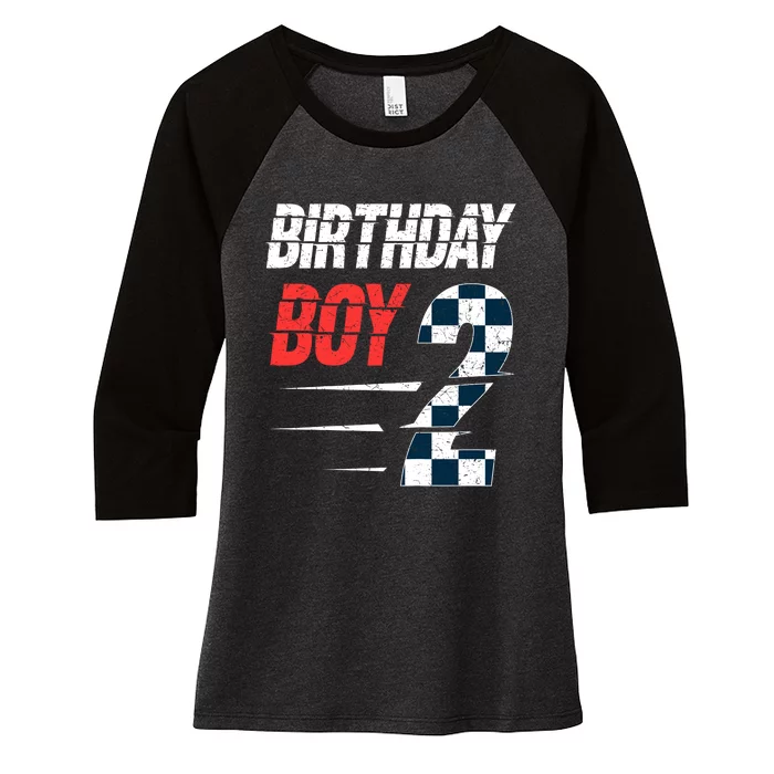 Birthday Boy 2 Two Race Car 2nd Birthday Racing Car Driver Women's Tri-Blend 3/4-Sleeve Raglan Shirt