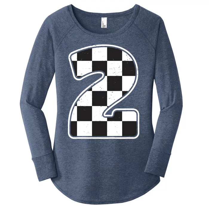 Birthday Boy 2 Two Race Car 2nd Birthday Racing Car Flag Women's Perfect Tri Tunic Long Sleeve Shirt