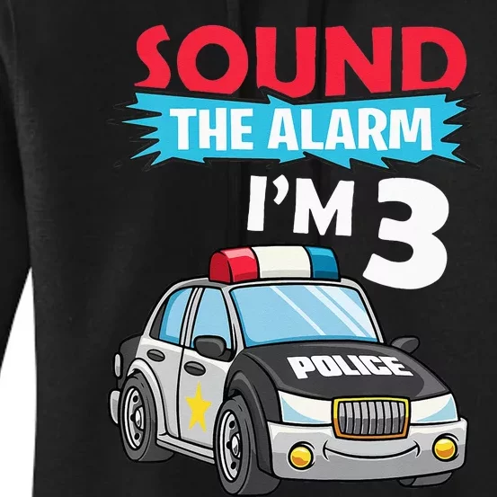 Birthday Boy 3 Years Old Police Car Policeman Cop Women's Pullover Hoodie