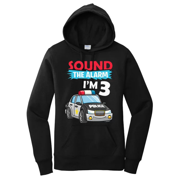 Birthday Boy 3 Years Old Police Car Policeman Cop Women's Pullover Hoodie