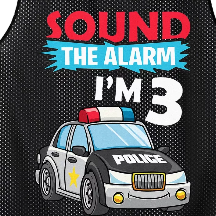 Birthday Boy 3 Years Old Police Car Policeman Cop Mesh Reversible Basketball Jersey Tank