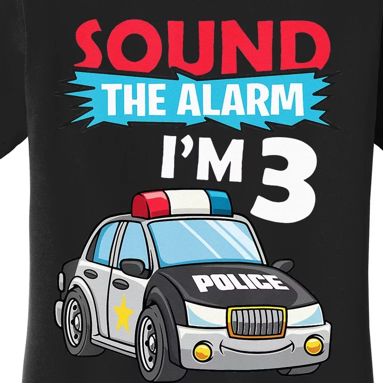 Birthday Boy 3 Years Old Police Car Policeman Cop Women's T-Shirt