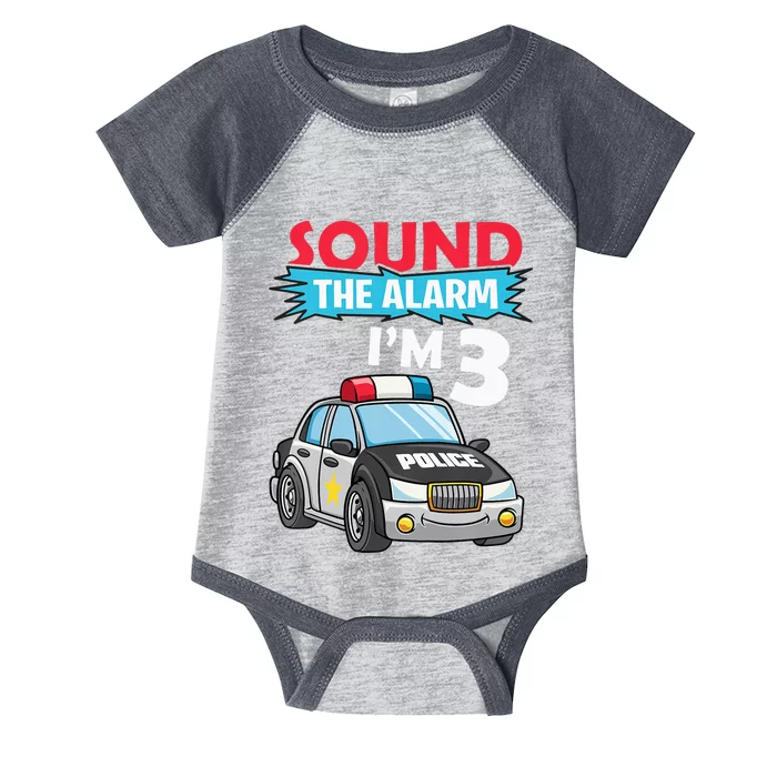 Birthday Boy 3 Years Old Police Car Policeman Cop Infant Baby Jersey Bodysuit