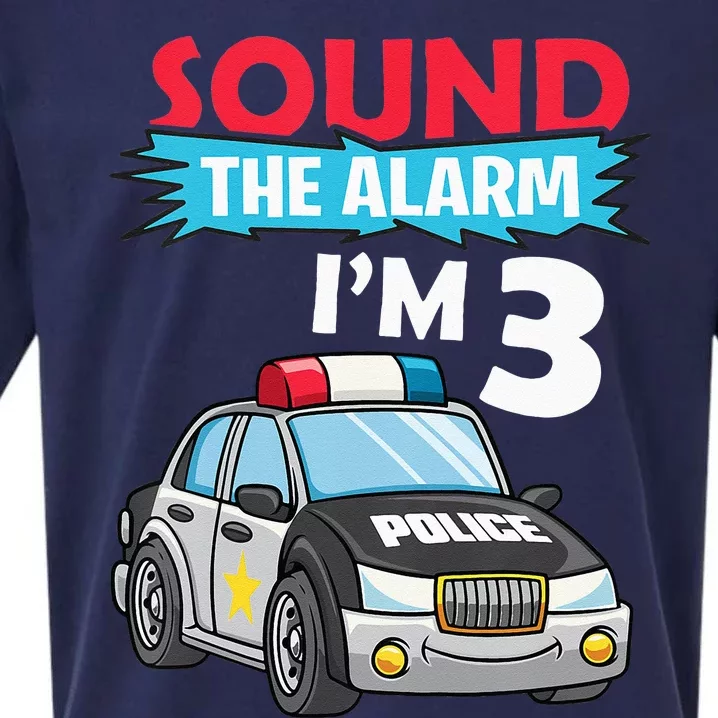 Birthday Boy 3 Years Old Police Car Policeman Cop Sueded Cloud Jersey T-Shirt