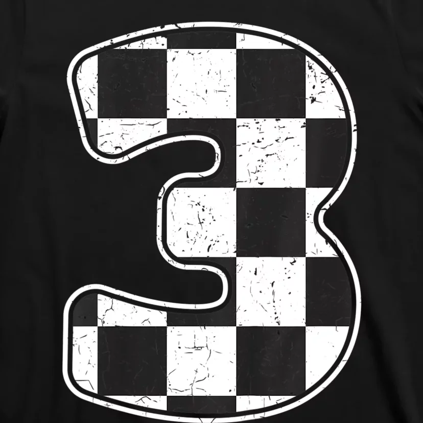 Birthday Boy 3 Three Race Car 3rd Birthday Racing Car Flag T-Shirt