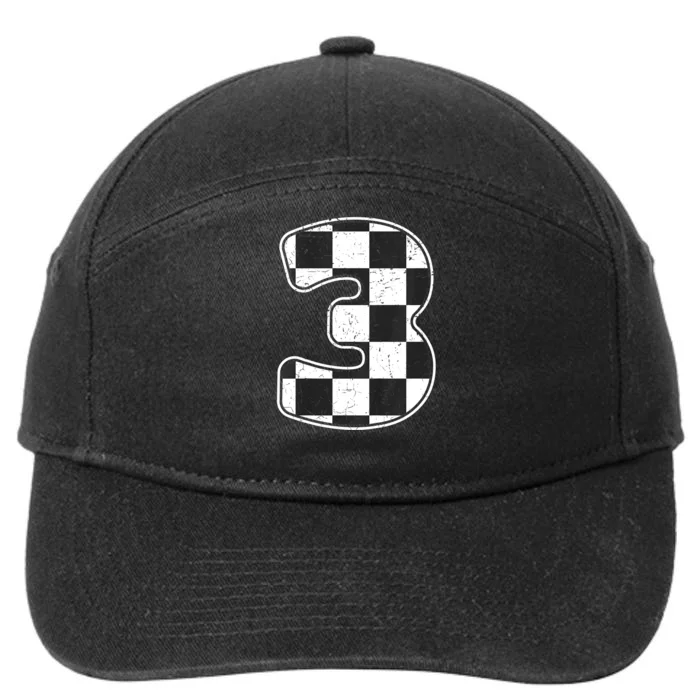 Birthday Boy 3 Three Race Car 3rd Birthday Racing Car Flag 7-Panel Snapback Hat