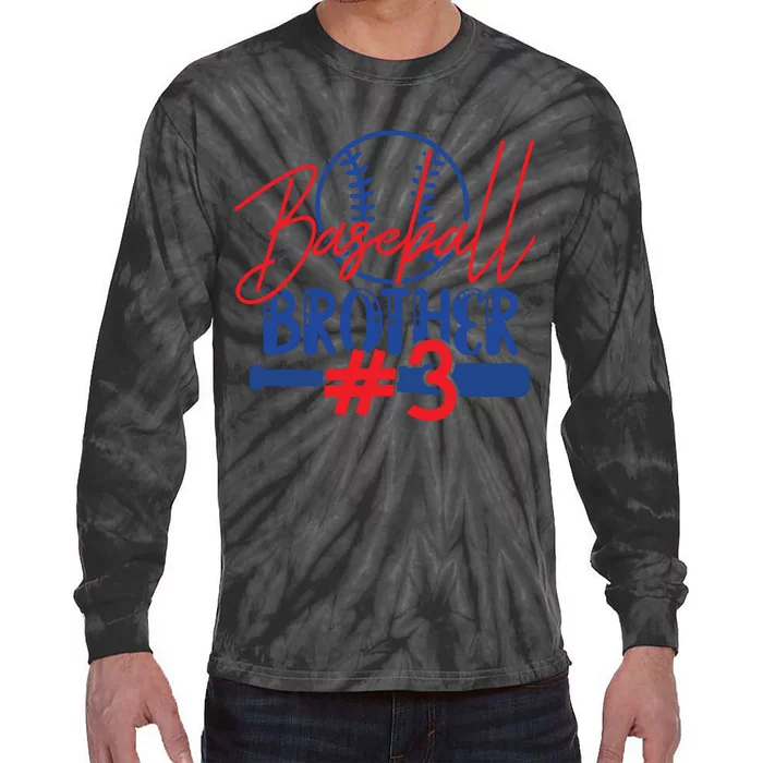 Baseball Brother #3 For Family Matching Sport Team Tie-Dye Long Sleeve Shirt