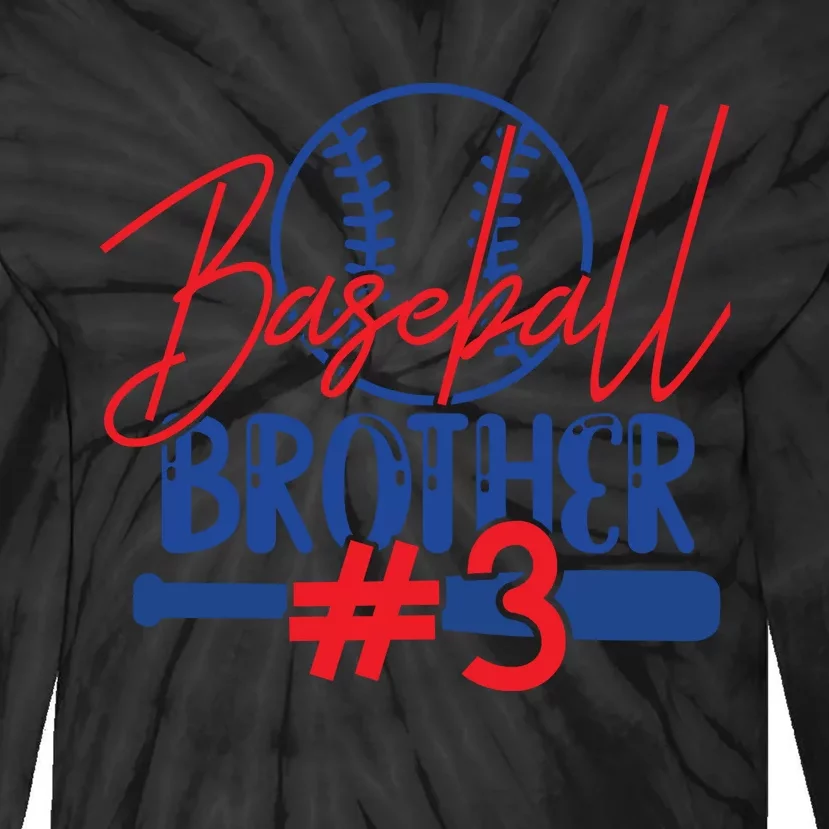 Baseball Brother #3 For Family Matching Sport Team Tie-Dye Long Sleeve Shirt