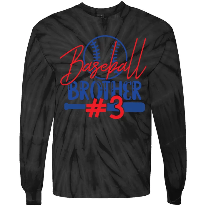 Baseball Brother #3 For Family Matching Sport Team Tie-Dye Long Sleeve Shirt