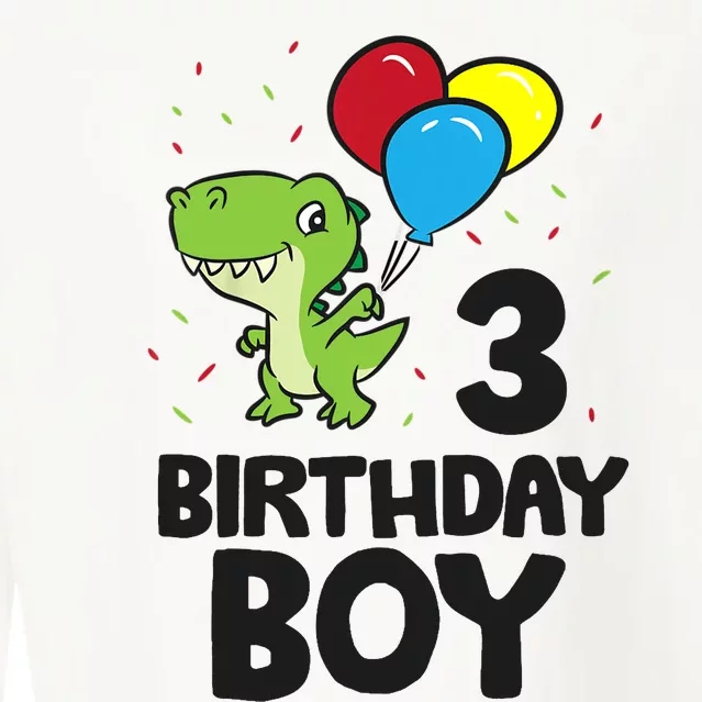 Birthday Boy 3rd Birthday Dinosaur Cropped Pullover Crew