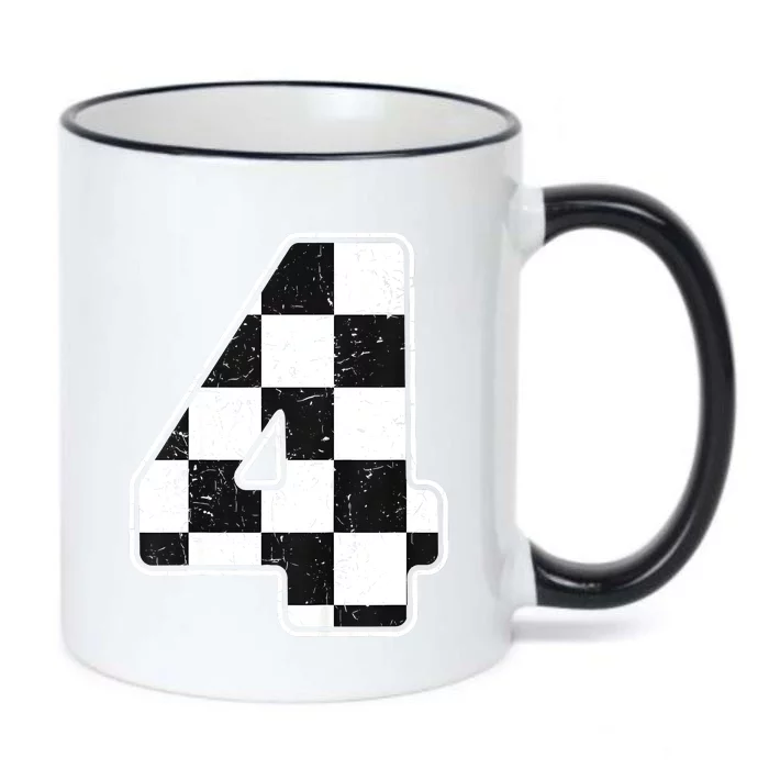 Birthday Boy 4 Four Race Car 4th Birthday Racing Car Flag Black Color Changing Mug